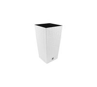 Prosperplast Maceta de mimbre blanca, maceta de plástico 17 cm x 17 cm x 32 cm (AxAnxAl) adecuada para uso en interiores y exteriores
