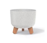 Prosperplast Maceta Gracia ECO Wood con patas extraíbles, adecuada para interior y exterior, fabricada en material que contiene hasta un 33% de madera (blanco ECO, 200 mm)