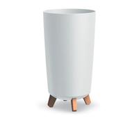 Prosperplast Maceta Gracia Tubus Slim Alta con Patas Blanco, 23,9x23,9x44,5 cm - Uso Interior y Exterior para Jardín, Terraza y Balcón
