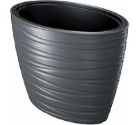 ProsperPlast Maceta ovalada con deposito 56L Maze de plastico en color antracita 58,5 (largo) x 38,5 (ancho) x 42,3 (alto) cm