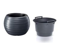 Prosperplast Maceta Redonda con deposito 25L Maze de plastico en Color Antracita 39,6 (Largo) x 39,6 (Ancho) x 26 (Altura) cm