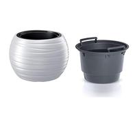 ProsperPlast Maceta redonda con deposito 25L Maze de plastico en color blanco39,6 (largo) x 39,6 (ancho) x 26 (altura) cm, Blanco
