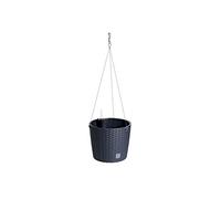 Prosperplast Maceta redonda con gancho 8,9 litros Rato W en color blanco con cubilete para plantar 25,6 x 25,6 x 21,9 cm, antracita