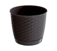 Prosperplast Maceta Redonda con Posavasos ratán. 14,5 cm marrón Macetero Macetero