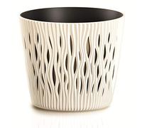 ProsperPlast Maceta Redonda de plastico Sandy Round en Color Crema (Largo) x 15,8 (Ancho) x 13,8 (Alto) cm