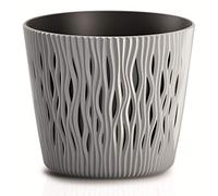 Maceta redonda de plastico sandy round en color gris 15,8 (largo) x 15,8 (ancho) x 13,8 (alto) cm