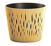 ProsperPlast Maceta Redonda de plastico Sandy Round en Color Mostaza (Largo) x 15,8 (Ancho) x 13,8 (Alto) cm