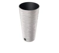 Prosperplast Macetero 2 en 1 con cubo interior, maceta de plástico, aspecto acanalado, diámetro de 25 cm (blanco)