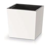 Prosperplast Macetero 2 en 1 con Cubo Interior, Maceta para Hierbas, Maceta de plástico, Cuadrada, 29,5 cm x 29,5 cm x 29 cm (Blanco)