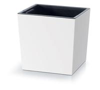 Prosperplast Macetero 2 en 1 con Cubo Interior, Maceta para Plantas, Maceta de plástico, Cuadrada, 24 x 24 x 23,5 cm, Color Blanco