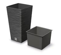 Prosperplast Macetero Color Antracita, con depósito, colección Furu, de 20 x 20 x 38 cm, Capacidad de 5 L.