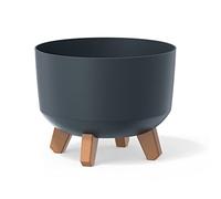 Prosperplast Macetero Color Antracita, con Patas Desmontables, Redondo, colección Gracia de 23,8cm x 23,8cm x 18,7cm cm, Capacidad de 5,1 L.