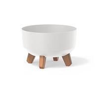 Prosperplast Macetero Color Blanco, con Patas Desmontables, Redondo, colección Gracia de 23,5 x 23,5 x 15,5 cm, Capacidad de 3,8 L.