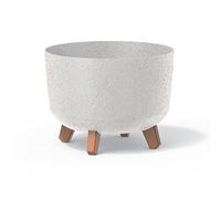Prosperplast Macetero Color Blanco Roto, con Patas Desmontables, Redondo, colección Gracia de 28,5 x 28,5 x 22 cm, Capacidad de 9,8 L.