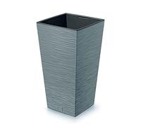 Macetero Color Cemento, con depósito, colección Furu, de 20 x 20 x 38 cm, Capacidad de 5 L.