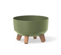 Prosperplast Macetero Color Verde Tierra, con Patas Desmontables, Redondo, colección Gracia de 23,5 x 23,5 x 15,5 cm, Capacidad de 3,8 L.