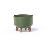 Macetero color verde tierra,sin depósito , colección GRACIA de 29cm x 29cm x 22cm cm, capacidad de 9,8 L.