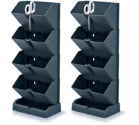 Prosperplast Macetero Vertical Mini Cascade de plastico en Color Antracita 19,5 (Largo) x 11,4 (Ancho) x 47,5 (Alto) cm con Tijeras de Jardin (Paquete de 2)