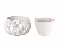 Maceta redonda con deposito splofy bowl de plastico en color blanco 23,9 (largo) x 23,9 (ancho) x 16,1 (altura) cm