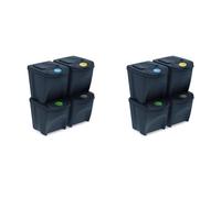 Prosperplast Set de 4 cubos de basura KEDEN SORTIBOX papelera reciclaje, antracita, volumen 4x25L (Paquete de 2)