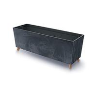 Prosperplast Urbi Case Beton Effect N - Macetero con patas para interior y exterior, rectangular, incluye maceta de plástico, 770 x 235 x 300 mm, color antracita
