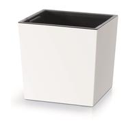 Prosperplast Macetero 2 en 1 con Cubo Interior, Maceta para Plantas, Maceta de plástico, Cuadrada, 24 x 24 x 23,5 cm, Color Blanco