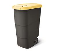 Prosperplast Wheeler 90L con ruedas y tapa, cubo de basura grande, contenedor de basura grande, cubo de basura universal de plástico (Amarillo)