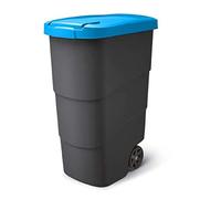 Prosperplast Wheeler Contenedor de basura con ruedas y tapa Universal Papelera de 90 litros (Azul)