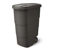 Prosperplast Wheeler Contenedor de basura con ruedas y tapa Universal Papelera de 90 litros (Negro)
