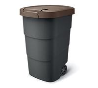 Prosperplast Wheeler - Cubo de basura con ruedas y tapa (110 L), color marrón