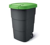 Prosperplast Wheeler - Cubo de basura con ruedas y tapa (110 L), color verde
