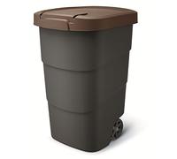 Prosperplast Wheeler - Cubo de basura con ruedas y tapa (95 L), color marrón