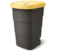 Prosperplast Wheeler - Cubo de basura universal (95 L, con ruedas y tapa), color amarillo