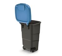 Prosperplast Wheeler - Cubo de basura universal con ruedas y tapa, 110 L, color azul