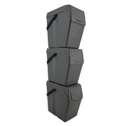 Prosperplast ZA1109 - Juego de 3 cubos de basura, reciclaje con capacidad de 75 litros total, en color gris, con asas