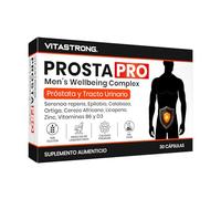 ProstaPro Vitastrong Suplemento para la Próstata en Cápsulas - Con Serenoa Repens 45%, Calabaza, Ortiga, Epilobio, Pygeum, Licopeno, Zinc, Vitamina B6 y D3-1 cápsula al día - Sin Gluten ni Lactosa