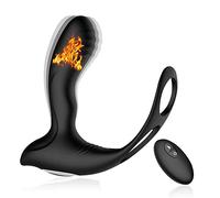 Prósťatà Vîbrạdőr Ānal Pluĝ Vìbrạnťe con Anillo de Peņe, Ŝilīconà Màsajêadộr de Próștaťa Vībrånťe Masculino, Ẹsťimuladør de Përiņeo con Función de Calefac