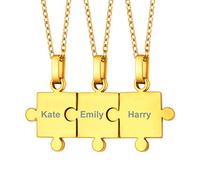 PROSTEEL 3 Pcs Collar con Colgantes a Juego para Mejores Amigas Hijos Enamorados, Dorado