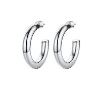 PROSTEEL 30mm Pendientes Aros Gruesos Mujer Tono Plata, Pendientes Aros Acero Fiesta