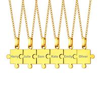 PROSTEEL 6 Pcs Collar con Colgantes a Juego para Mejores Amigas Hijos Enamorados, Dorado