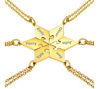 PROSTEEL 6 Pcs Collar con Colgantes Estrella David a Juego para Mejores Amigas Hijos Enamorados, Dorado