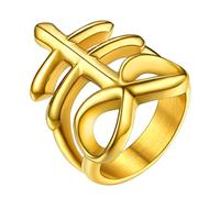 PROSTEEL Anillo Cruz Leviatan Satan Demonio, Multi Capas Anillo Moto Biker Grande Talla 14.5 (54.4mm)