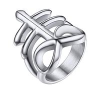 PROSTEEL Anillo Cruz Leviatan Satan Demonio, Multi Capas Anillo Moto Biker Grande Talla 24.5 (64mm)