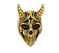 PROSTEEL Anillo Grueso Cabra Baphomet con Cruz Santanica Demonio Leviatan, Anillo Oro Biker Rock Punk