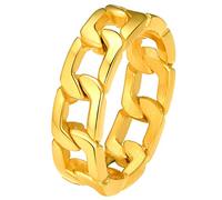 PROSTEEL Anillo para Ansiedad Banda de Cadenas Giratoria, Un Anillo Liso de Promesa Compromiso Regalo Original Dia San Valentin, Dorado