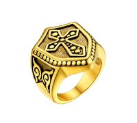 PROSTEEL Anillo Sello Cruz Masonico Gotico Moto, Anillo Escudo Hombre Menique Coctel, Talla 19.5 (59mm)