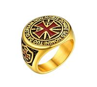 PROSTEEL Anillo Sello Cruz Masonico Gotico Moto, Anillo Redondo Hombre Menique Coctel, Talla 30 (69.7mm)