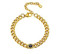 PROSTEEL Brazalete Oro Mujer Choker para Muchacha Colgante Cristal Negro, 18cm Largo con Extensor