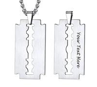 PROSTEEL Colgante con Hoja de Afeitar Doble Filos para Hijos Abuelo Regalo Holloween Aniversario, Acero Inoxidable