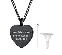 PROSTEEL Colgante para Cenizas Antialergico Siempre a mi Lado, Joya para Meter Cenizas Perro Bulldog Humanas (Negro)